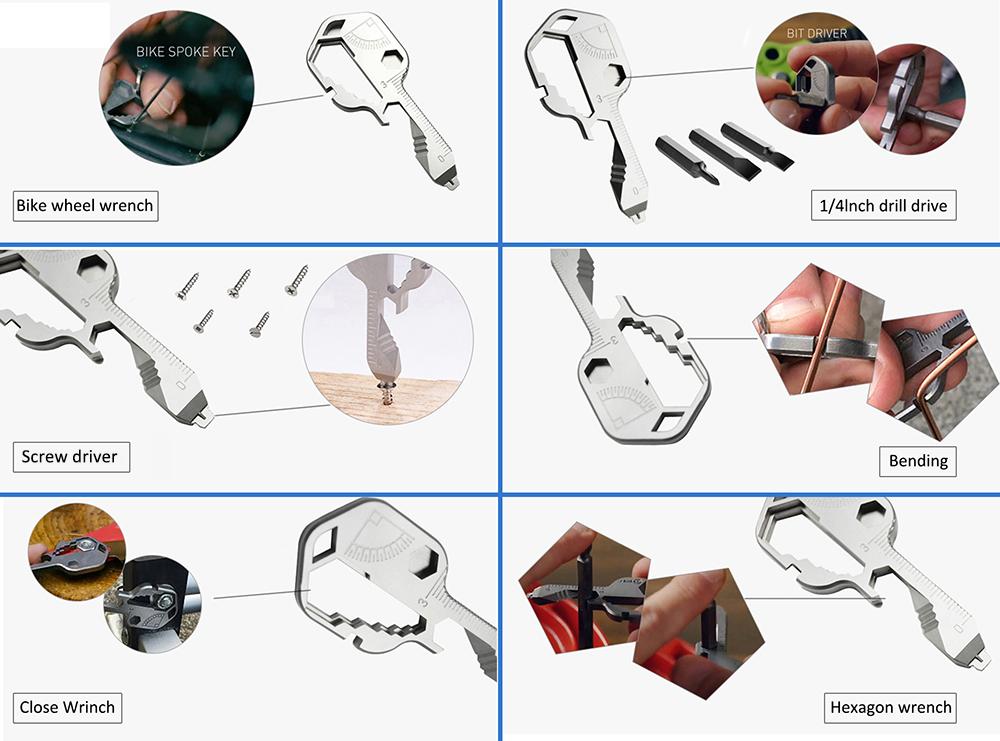 24-in-1 Keychain Multi-function Portable Key Tool Versatile Outdoor Mini Tool Stainless Steel Screwdriver Bottle Opener Outdoor Camping Home Repair