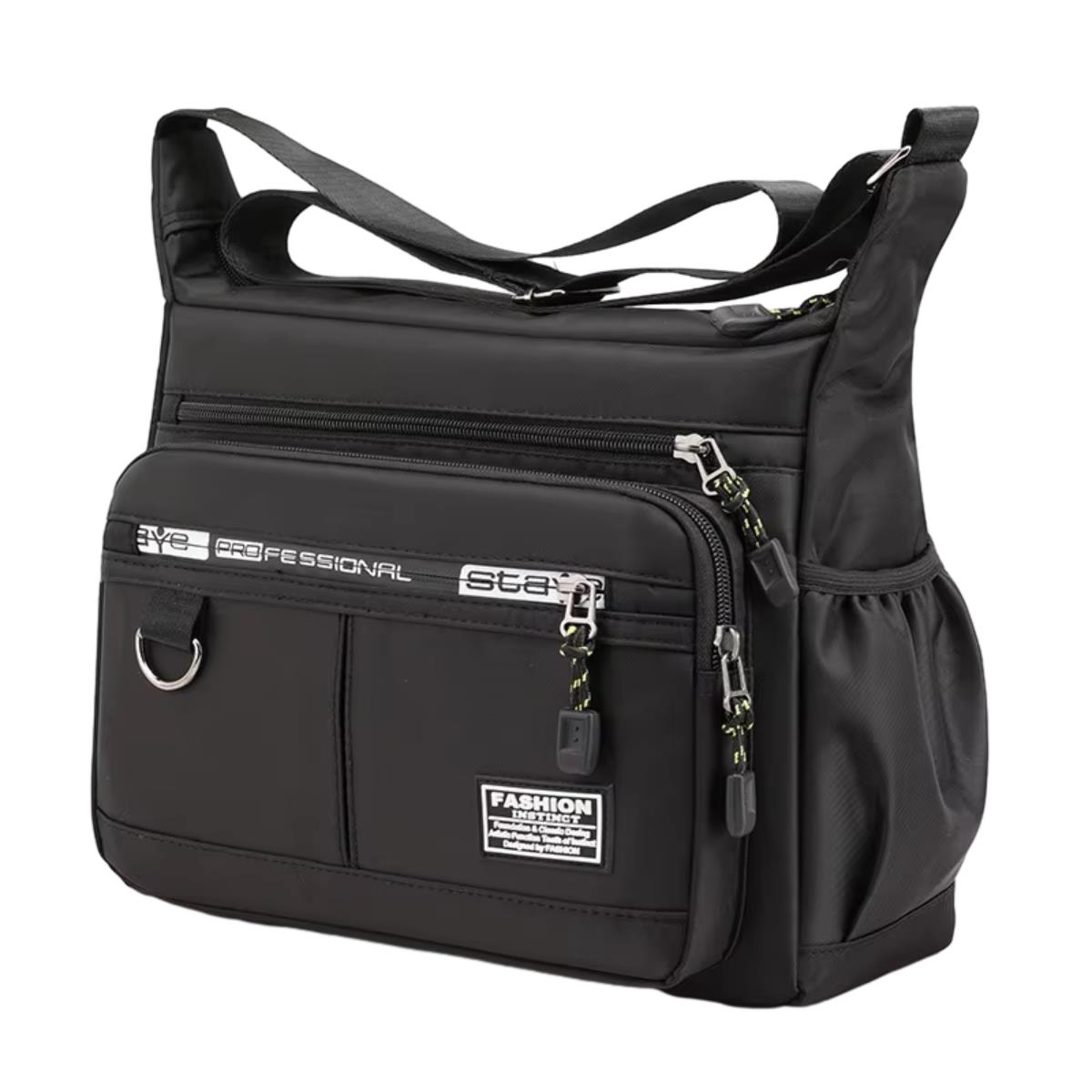 Design Oxford Shoulder Bag Large Capacity Single Shoulder Men s Casual Multi-layer Pocket Fashion Crossbody Luxury Messenger Bag чёрный