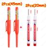 NEW Long Head Nib Deep Hole Markers Pen 20mm/45mm Waterproof White Tile Carpenter Pen for Woodworking Black/Blue/Red Ink