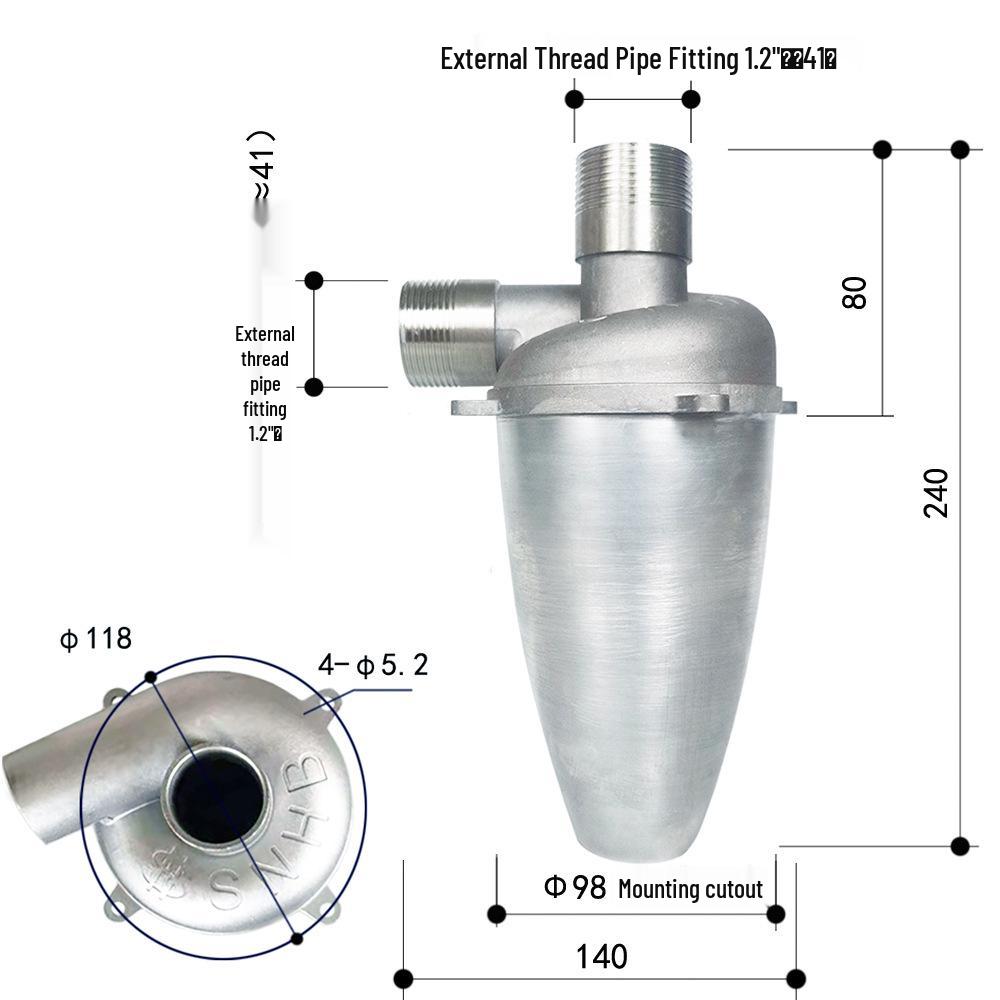SN Brand Aluminum Alloy Cyclone Dust Collector, 32mm Caliber, 3L Dust Bin - Ideal for High Temp and High Pressure Dust Removal.