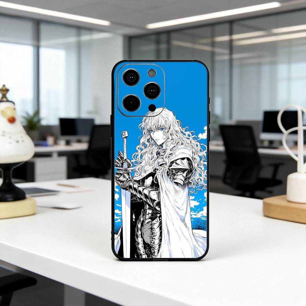 

Красивый чехол для телефона G-Griffith B-Ber-serk-ES для iPhone 17,16,15,14,13,12,11 Plus,Pro Max,XS, Мягкий силиконовый черный чехол iPhone16pro
