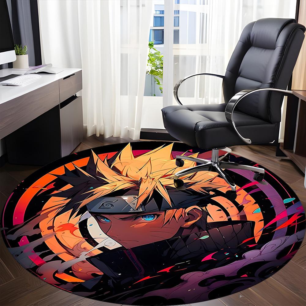 1pc Naruto Uzumaki Office Round Area Rug, Under Office Chairs Bedroom Living Room Home Decor, Room Decoa1022145