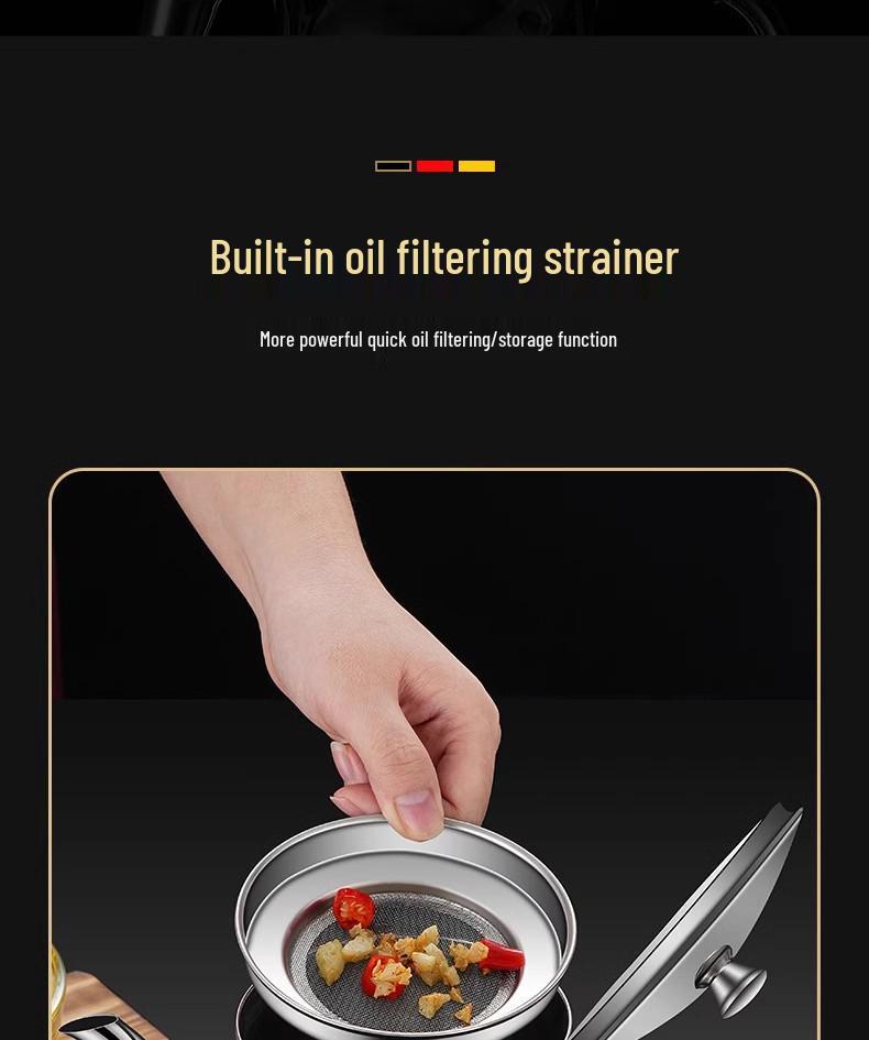 Stainless Steel Leak-Proof Oil Can with Filter, Large Capacity Kitchen Storage Bottle