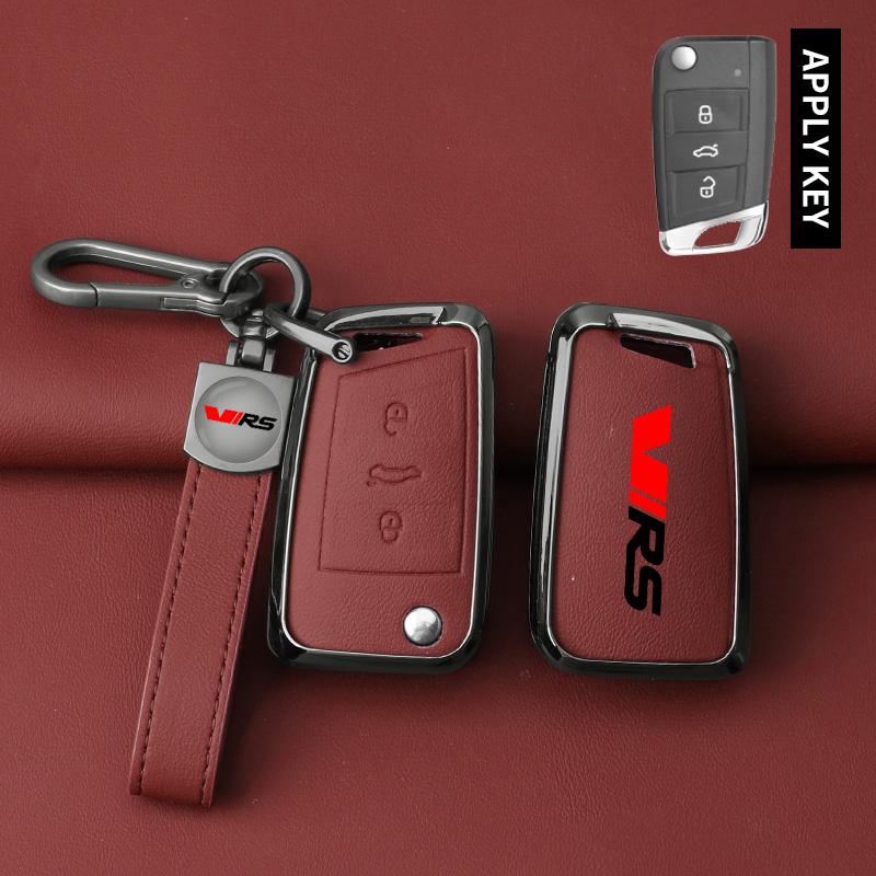 EBL2 Suitable for Skoda VIRS Kamiq Karoq Roomster Superb Kodiaq Octavia Fabia Rapid Citigo Car Key Case Alloy Leather Car Key Buckle