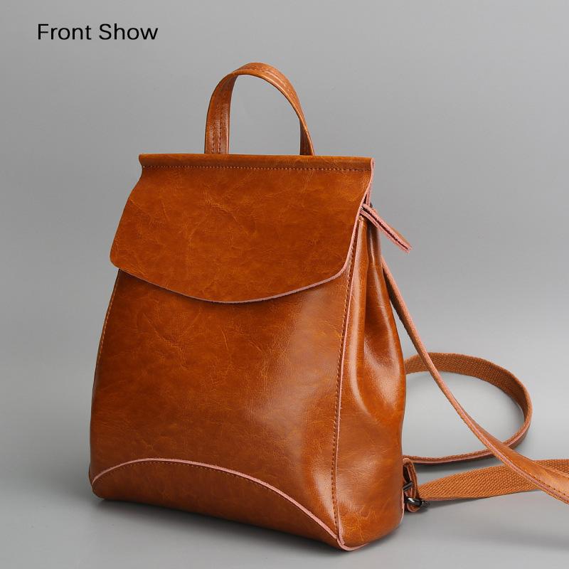 Mochilas femininas retrô 2025, mochila de couro legítimo, mochila de luxo simples para mulheres, bolsa transversal de ombro em couro bovino natural