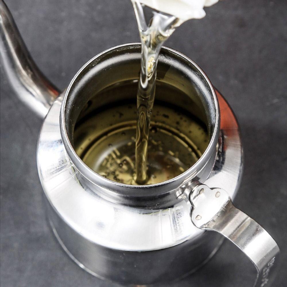 310/500ml Oil Pot Long Spout Vinegar Dispenser Stainless Steel Oil Bottle  Seasoning