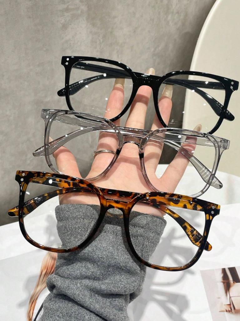 1Pc/3Pcs/4Pcs/5Pcs/6Pcs European and American Classic Popular Square Frame Glasses Set Men's and Women's Fashion Glasses