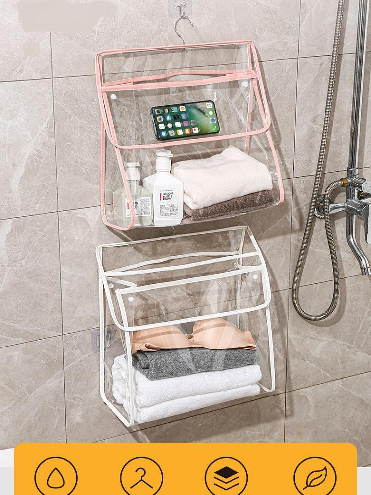 1PC Waterproof Transparent Hanging Bag Storage for Bathroom Student Toy And Clothes Organizer Wall-Mounted Closet Waterproof org