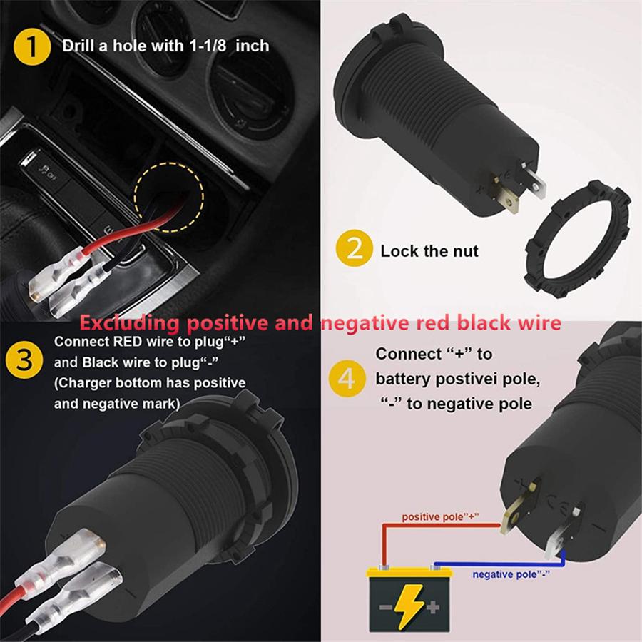 Aluminum Metal 60W Motorbike RV Quick Charge 4.0 PD QC 3.0 USB Charger Universal