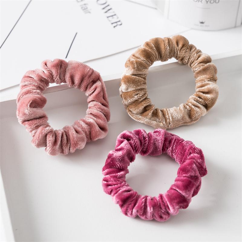 Vintage Rich Texture Ruffled Hair Circles Deep Autumn Colors Lustrous Scrunchies Strong Grip Decorative Ponytail Holders