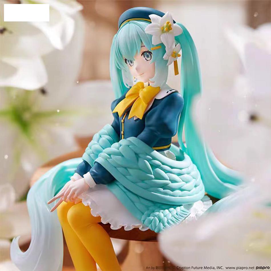 FLower Hatsune Miku Flower Fairy Lily Noodle Stooper Anime Action Figure Toys 14cm PVC Model Collector Kid Birthday Gift