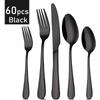 60Pcs Dinnerware Set Cutlery Set Stainless Steel Flatware Cake Fruit Fork Tea Spoon Kitchen Knife Fork Spoon Tableware Set