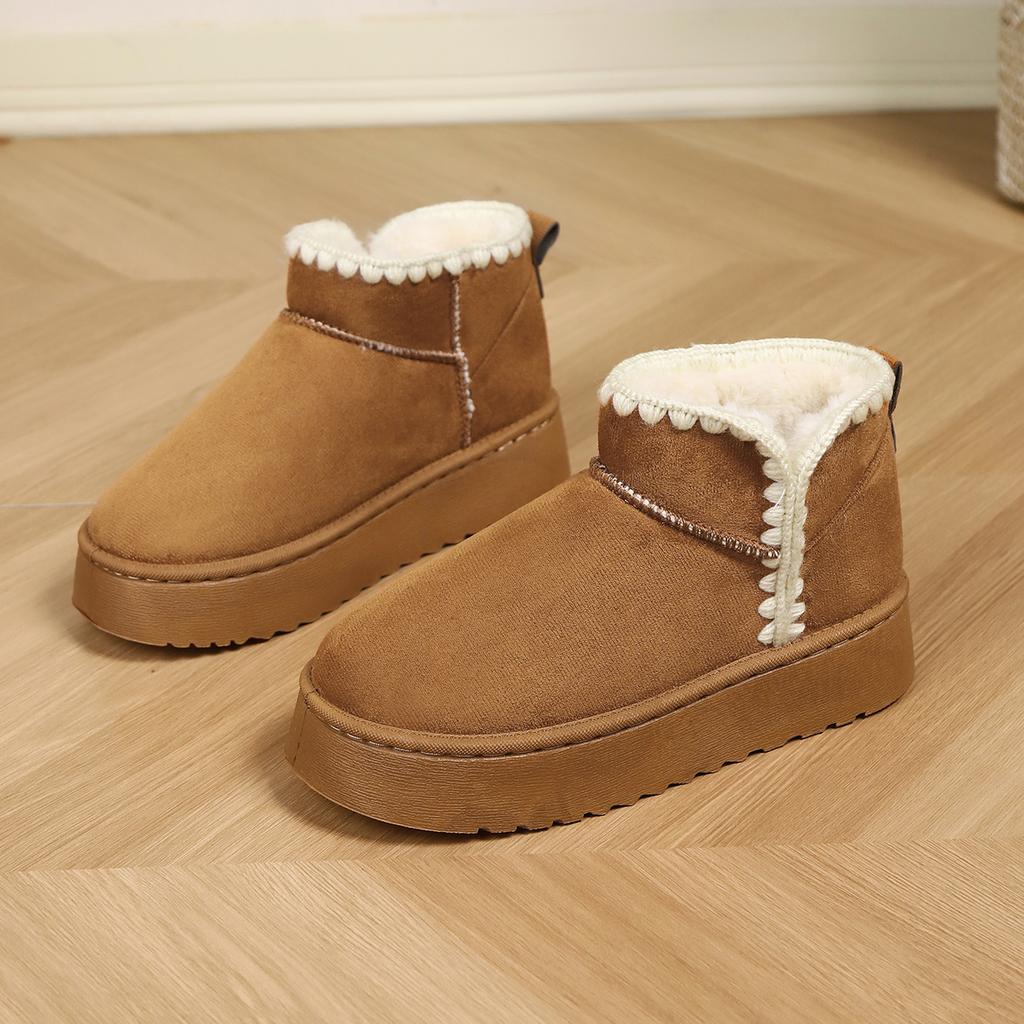 Mode 2025 Neue Winter Warme Stiefel Fell Damen Schneestiefel Retro Schuhe Wolle Niedrig geschnitten Warme Fellschuhe Flauschige Damen Winter Kurze Stiefel