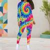 Women Plus Size Round Neck Long Sleeve Printed Top And Fitted Pants Two Piece Set