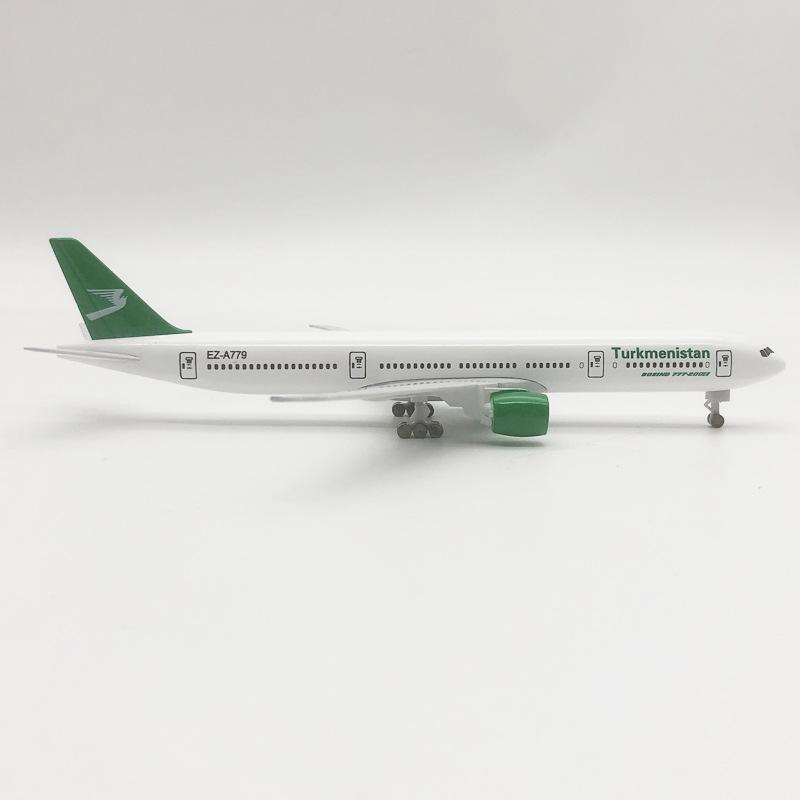 1/300 Scale 20cm Turkmenistan B777 Toy Aircraft Model Die-cast Metal Model Aircraft Static Display Collection or Boys Toy Gift