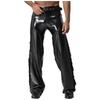 Pantaloni da Cowboy Occidentali da Uomo in Ecopelle con Frange, Lati Tagliati, Zip, Frange
