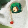 Creative Animal Fishing Food Chain Pins Cute Pretty Cat Rabbit Fox Polar Bear Hedgehog Enamel Brooches For Women Jewelry