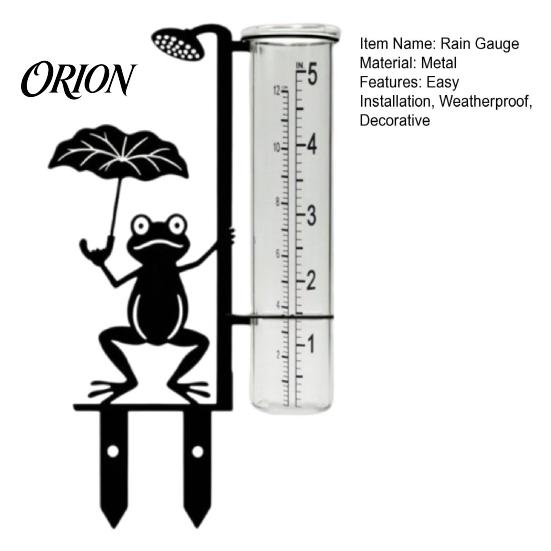 Lawn And Yard Accessory Garden Frog Rain Gauge, Metal Holding Umbrella Stake, Gauge Decorative Measurement for Outdoor Decor Ornament