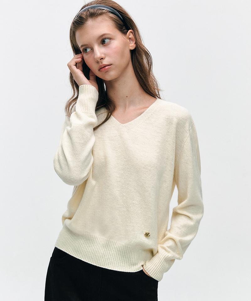 MARIE CLAIRE Whole Garment Wool V-Neck Knit (Mafckn18Miv)