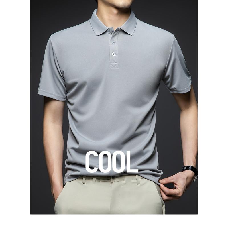 New Summer Men's Fashion Solid Short Sleeved Polo Shirt Casual Business Breathable Lapel Anti-wrinkle Lightweight Work Polos