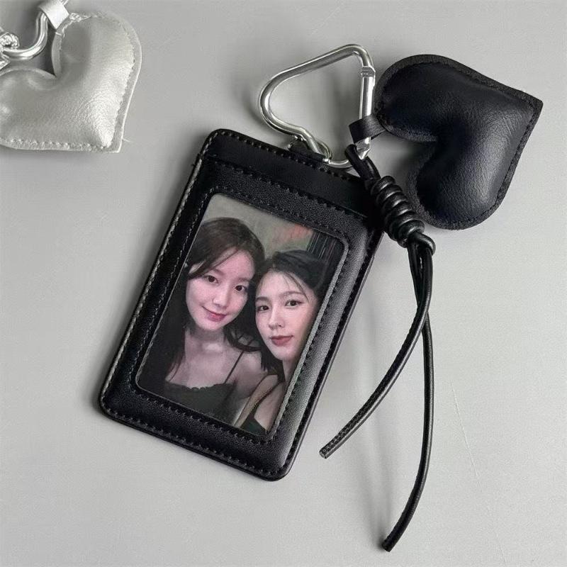 Pu Leather Card Holder Kpop Idol Photocard Holder Keychain Idol Photo Cards Sleeve Photo Display Pendant Cards Cover
