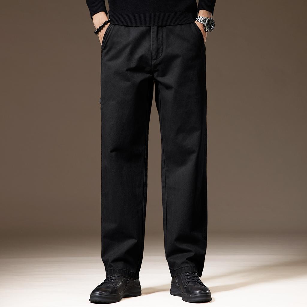 High-end American straight men's overalls loose wide-leg autumn velvet outdoor pure cotton casual pants men