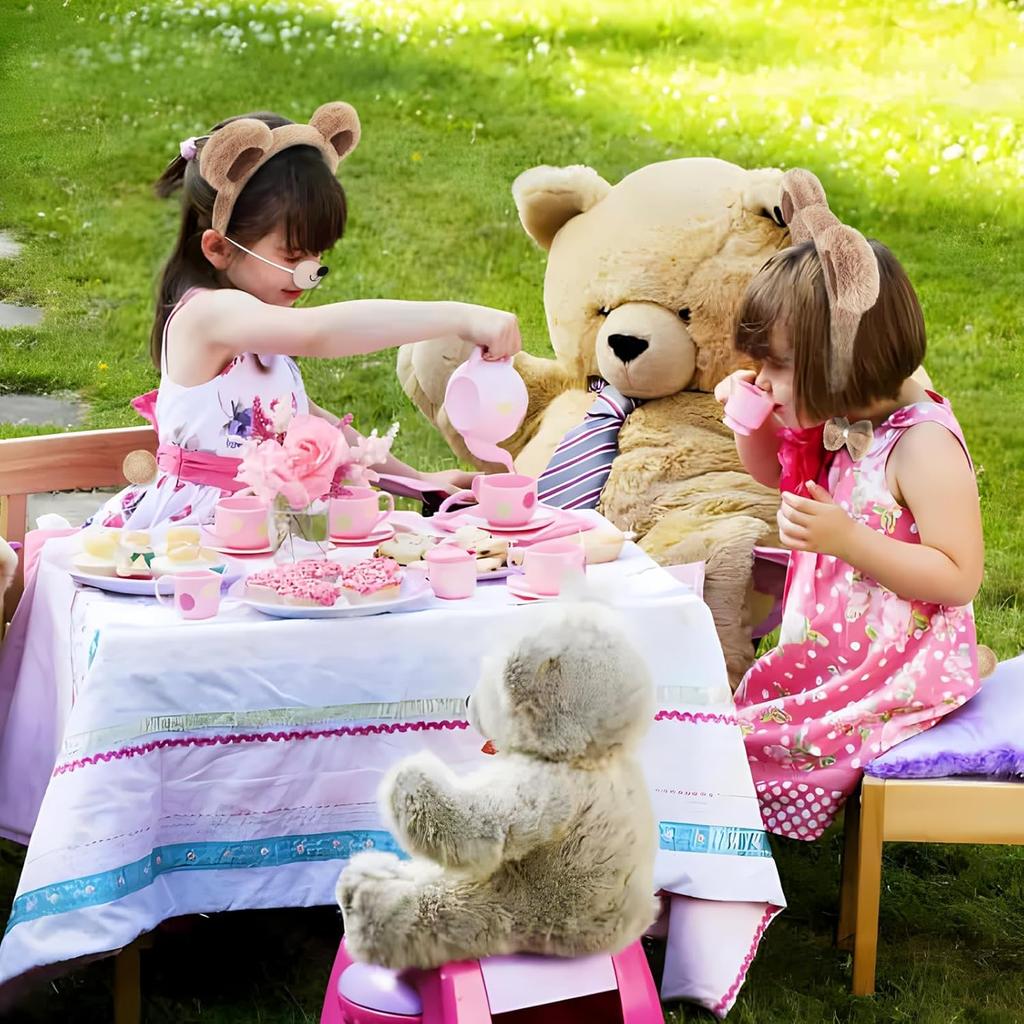 4 PCS Bear Costume Accessories Set Bear Ears Headband And Tail Bear Nose Bowtie Boys Girls Hairband Hair Accessories for 101 Day Christmas Halloween