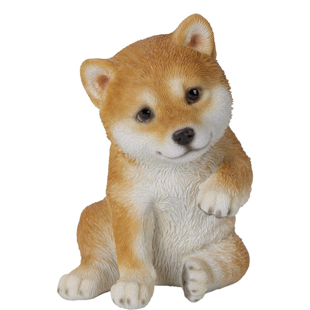 Ubia Shiba Inu Raising Left Paw, 9 x 8.3 x 12 cm, Doll Figurine, Animal Ornament, Garden Decoration, Realistic, Cute Dog, H18474-1