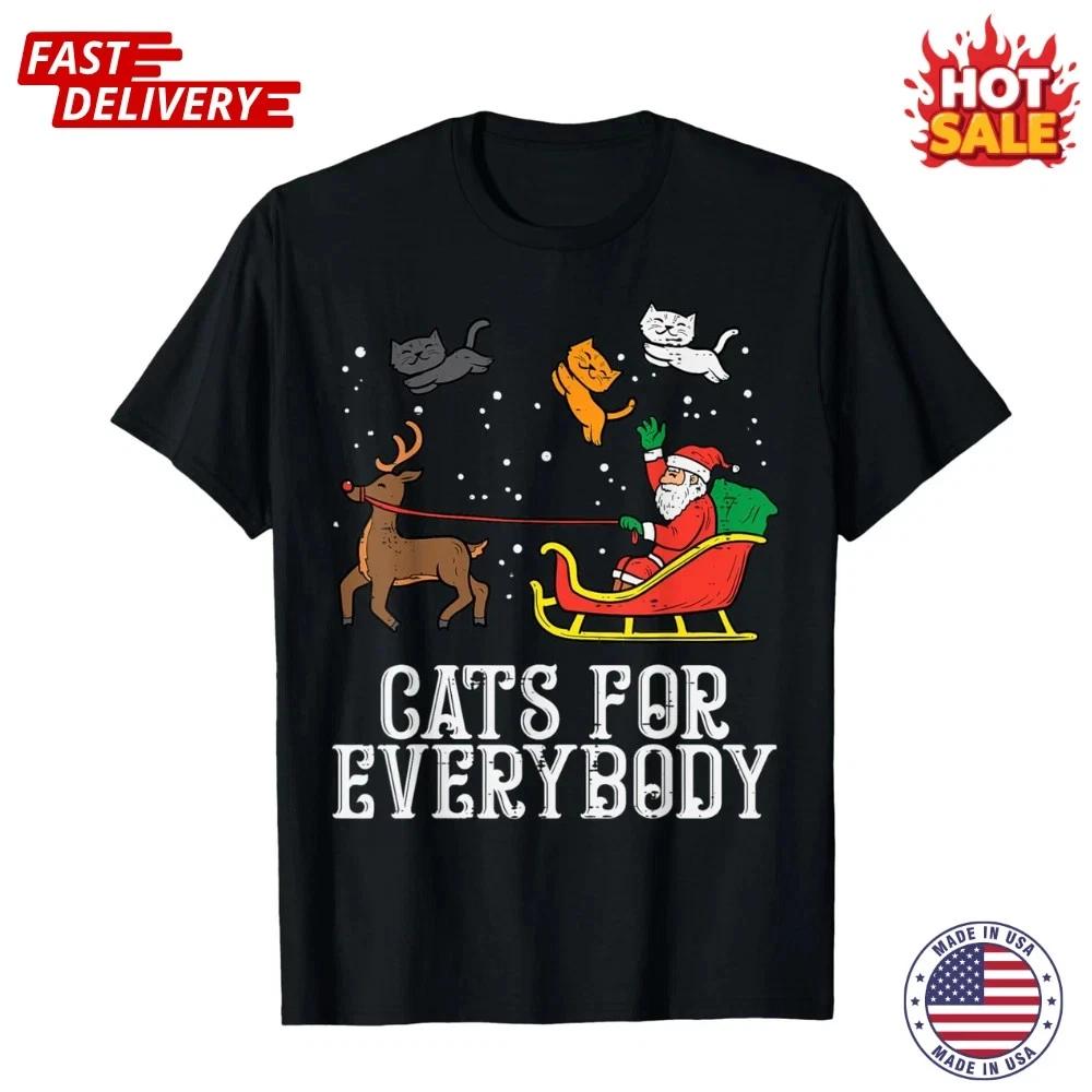 SALE - Cats For Everybody Christmas Cat Funny Xmas Santa Unisex Inspired T-Shirt XXL