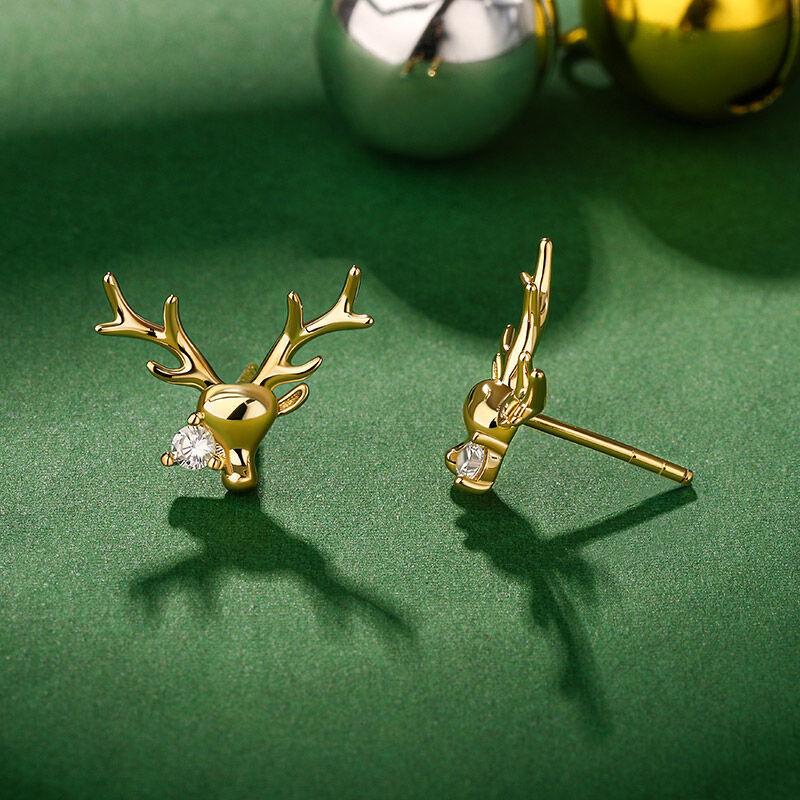 Cute Big Antler Earrings For Women, Trendy Earrings For Christmas And Festivals, Micro-Inlaid Zircon Fashion Earrings.