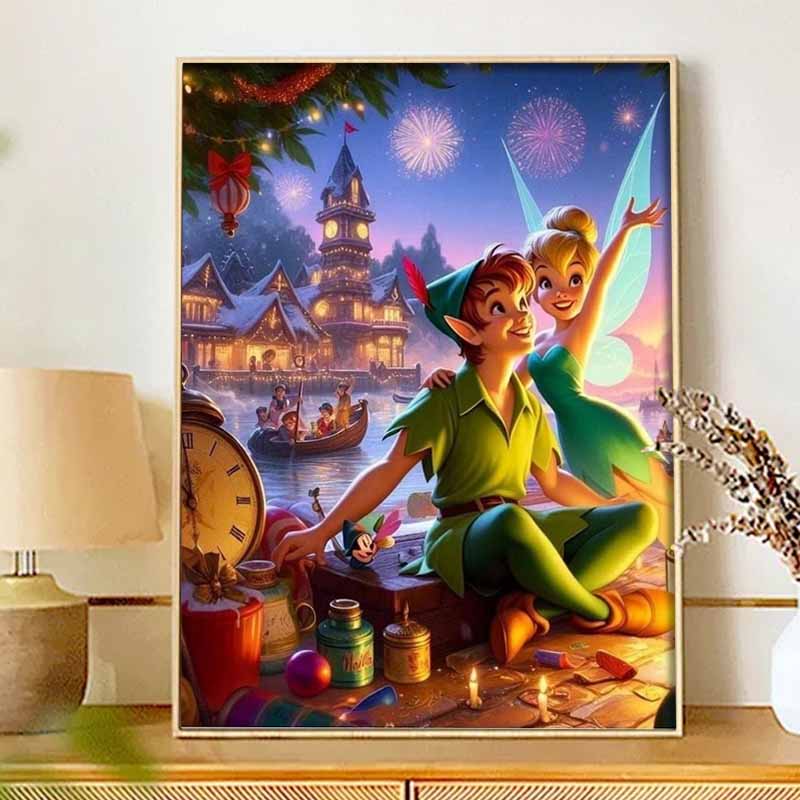 Disney 5D Diamond Painting Set DIY Peter Pan Tinkerbell Diamond Decorative Painting Home DecorationGiftArt