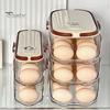 Automatic Rolling Egg Container Fridge Storage Box Food Grade BPA Free Transparent Stackable Fridge Organizer with Lid