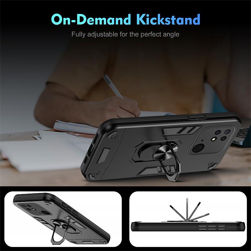 Armor Funda Für Xiaomi Redmi 10C Hülle Hart PC Silikon Stoßfest Rückseite für Redmi10C 10 C Auto Magnetring Ständer Coque