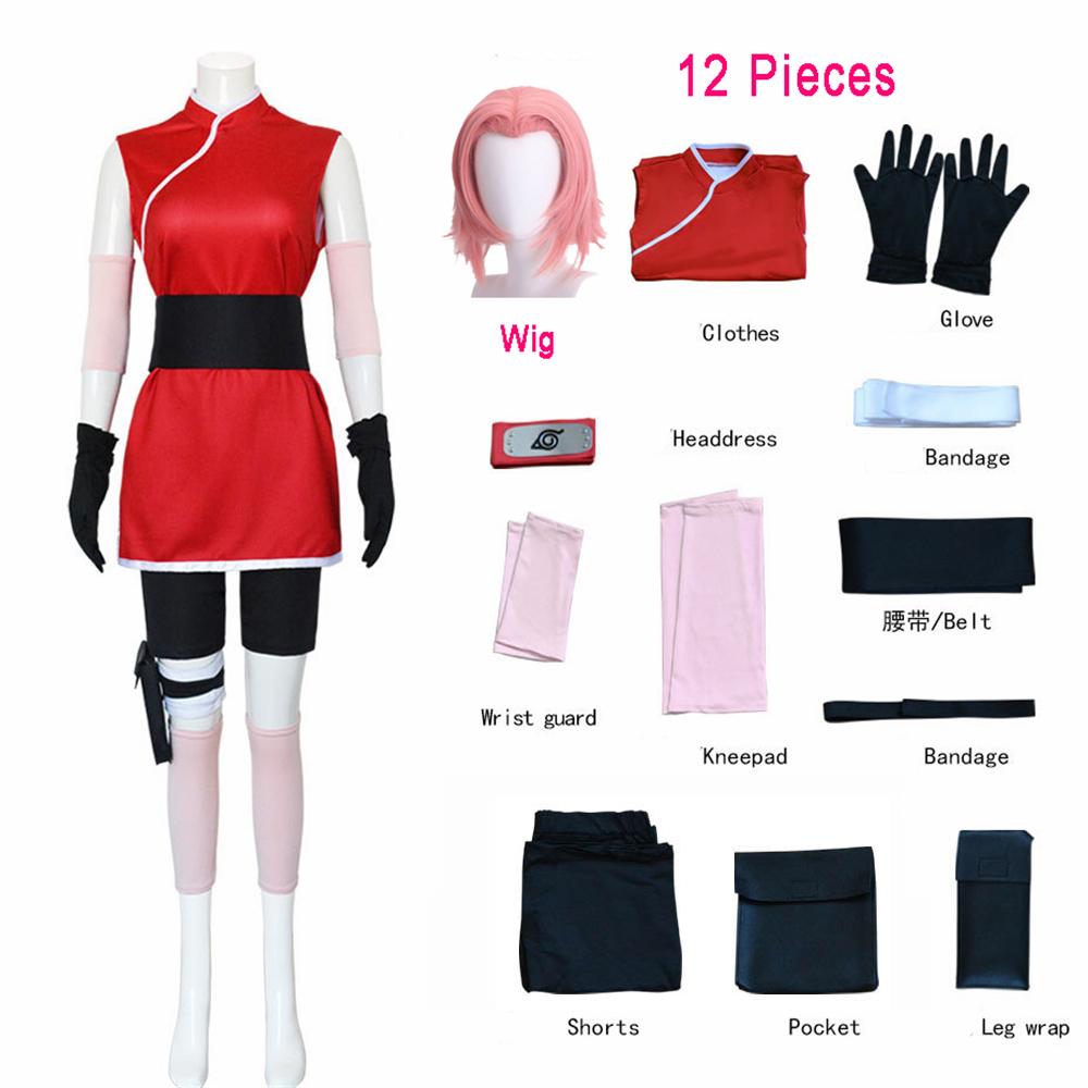 Spill Haruno Sakura Cosplay Shippuden Anime Kostyme Parykk Kvinner Jenter Skjørt Antrekk Unisex Ninja Tegneserie Halloween Karnevalskostyme