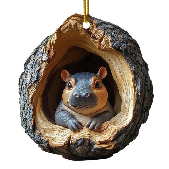 Christmas Tree Pendant Hanging Acrylic Ornament with Lanyard Easy To Install Adorable Animal Shape Holiday Festive Decoration