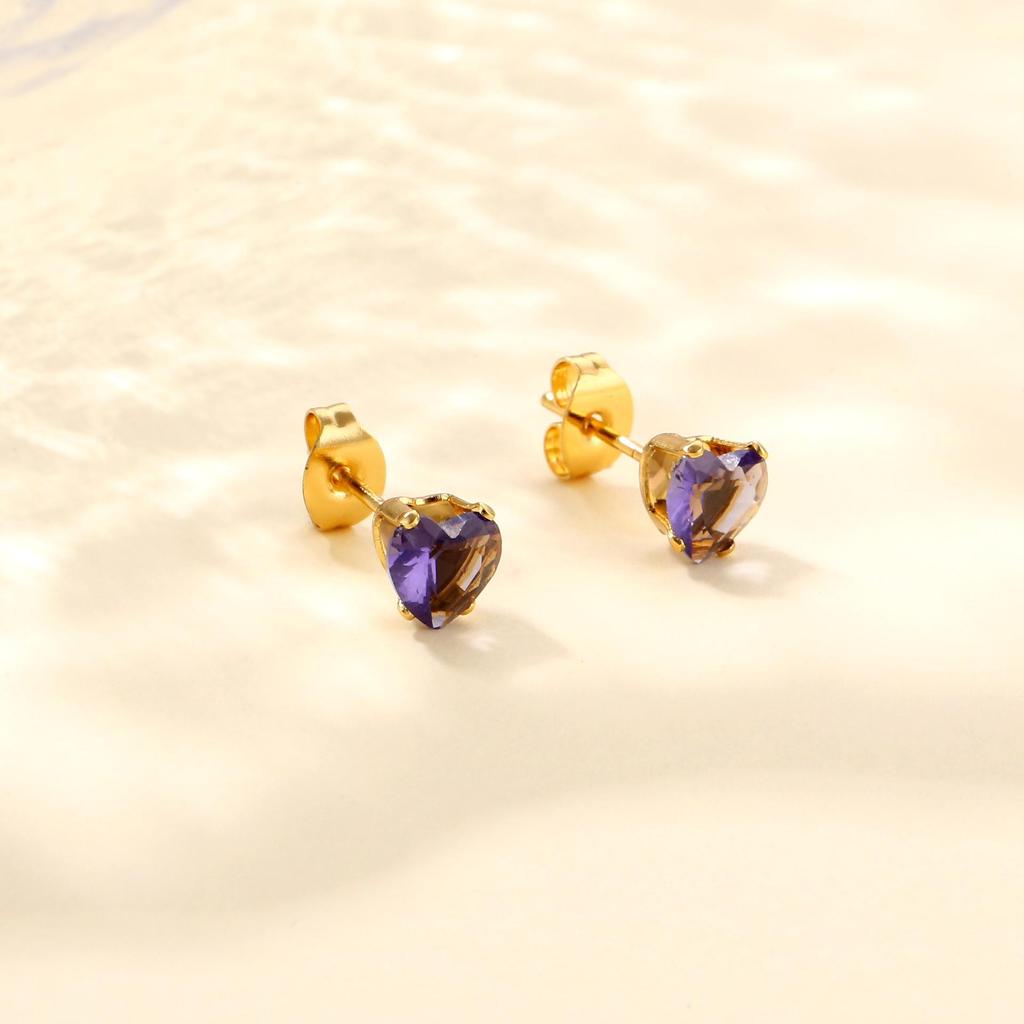 Elegant Stainless Steel Heart Zircon Stud Earrings, Light Luxury & Versatile Design.