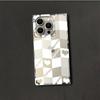 Clear Square Back Tube Case Protection For iPhone 11 16 ProMax 15 Plus 14 Pro Max 12 13 Grid Heart Pattern