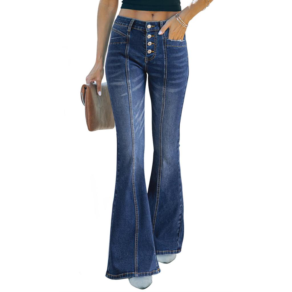 Ladies' Retro Straight Leg High Waisted Jeans