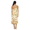 VEZFAA Women's Fashion Summer Spring Flower Pattern Print Sleeveless Oblique Collar High Waist Casual Dresses