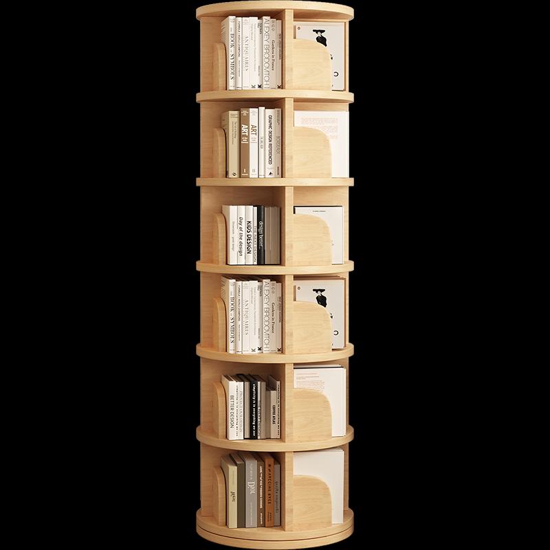 Drehbarer Bücherregalschrank aus Massivholz: Wandmontierbar, Einfache Aufbewahrung für Studenten und Kinder im Wohnzimmer