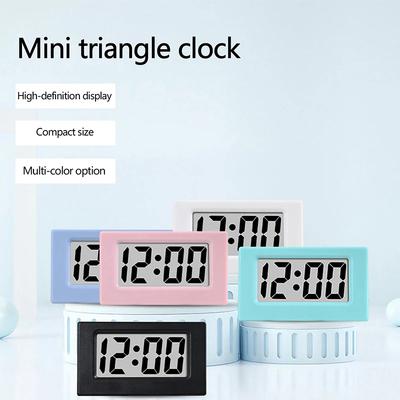 Mini LED Triangle Small Clock Portable Students Watch Time Simple Small Ornaments Mute Clock Home Office Bedroom Decoration.