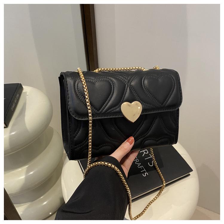 

Весенняя сумка-кроссбоди 2024 с вышивкой «Любовь» и цепочкой - Универсальная сумка через плечо и на плечо для женщин чёрный