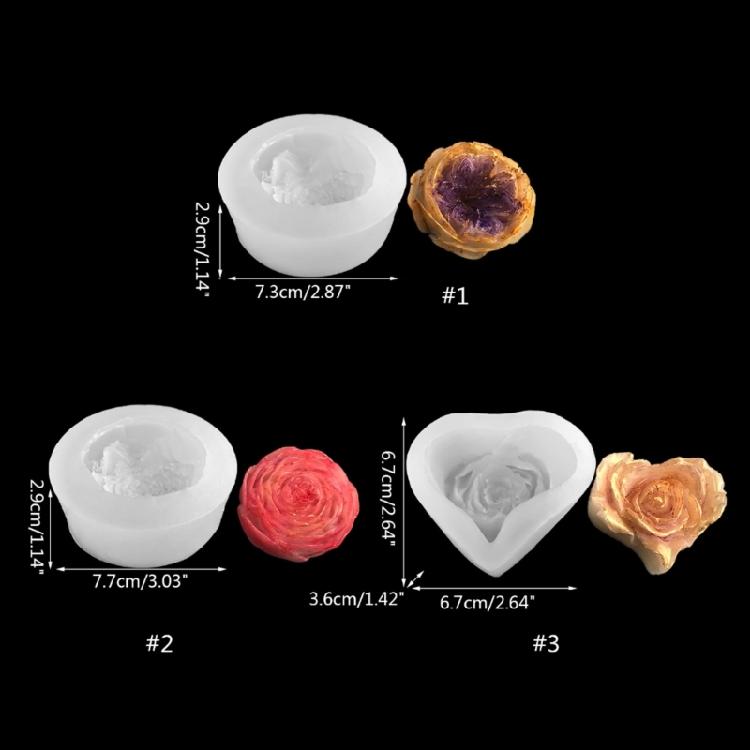 3D Rose Candle Mold Heart Rose Flower Silicone Mold Silicone Scented Candle Mold