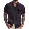 Herren Vintage Button-Down-Bowlinghemden Kurzarm Sommer Strandhemd