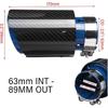 1PC 63MM Universal Car Real Carbon Fiber Exhaust System Muffler Tip Tail Stainless Decorations Straight Trim(Color:Red 63-89mm)
