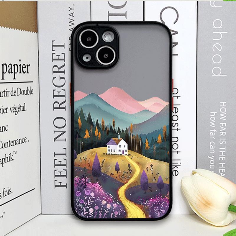 Mountain Forest Village Phone Case for IPhone 13 12 Mini 16 15 11 14 Pro Max 7 8 Plus SE X XS Shockproof Cover Sunflower Scenery