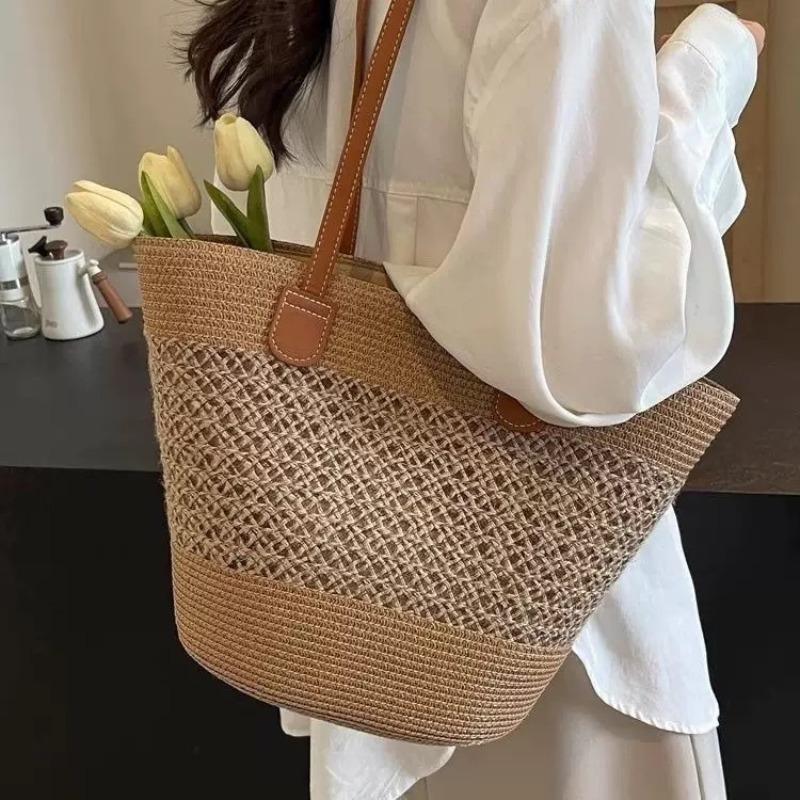 Straw bag women's summer woven bag handbag seaside vacation messenger bag large capacity women's bag tote bag