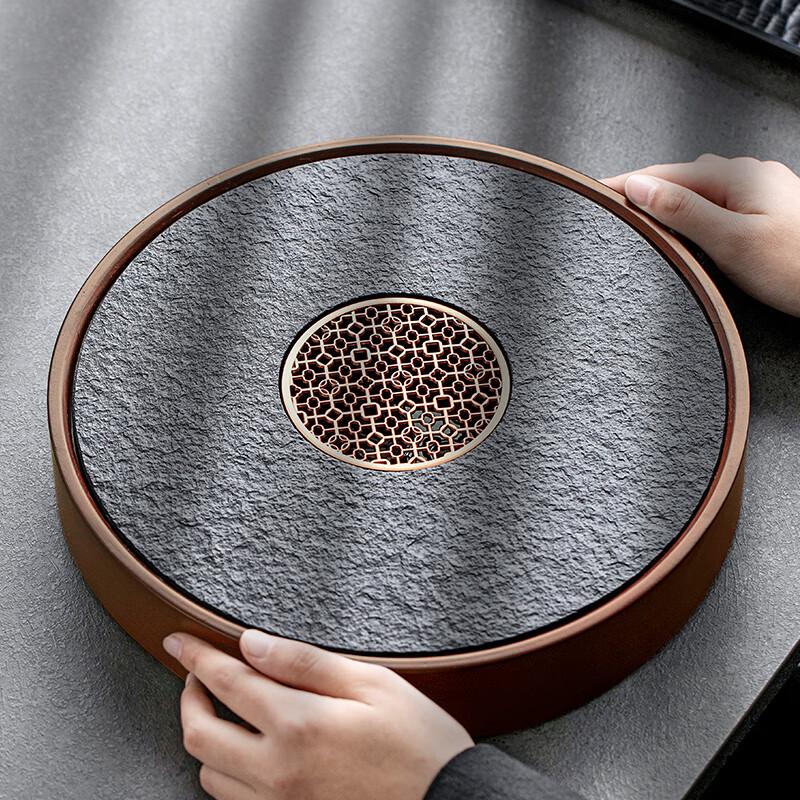 Tang Feng Round Inkstone Gongfu Tea Tray with Water Storage