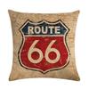 Eye-catching Route 66 Cotton Linen Pillow Cover With Invisible Zipper And Art Deco Style
