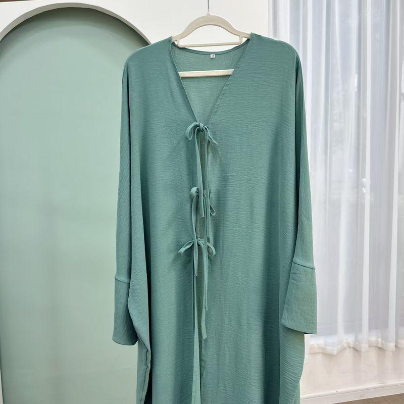 New Arrival Middle East Dubai Party Waist-Controlled Lace-up Cardigan Dress Cardigan Lace up Dress